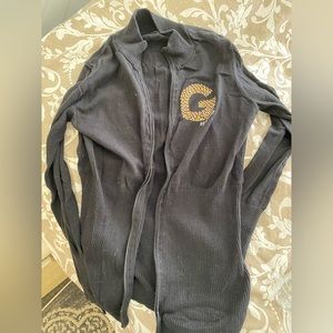 G by guess womens zip up black bling sweater